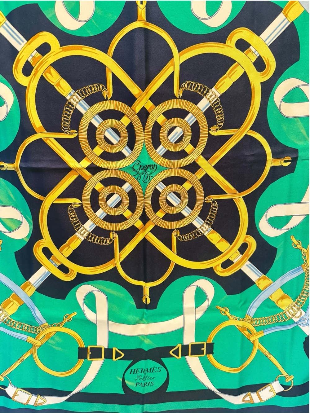 🌈 Hermes Eperon d'Or Carre 90 Silk Scarf - Picture 6 of 6
